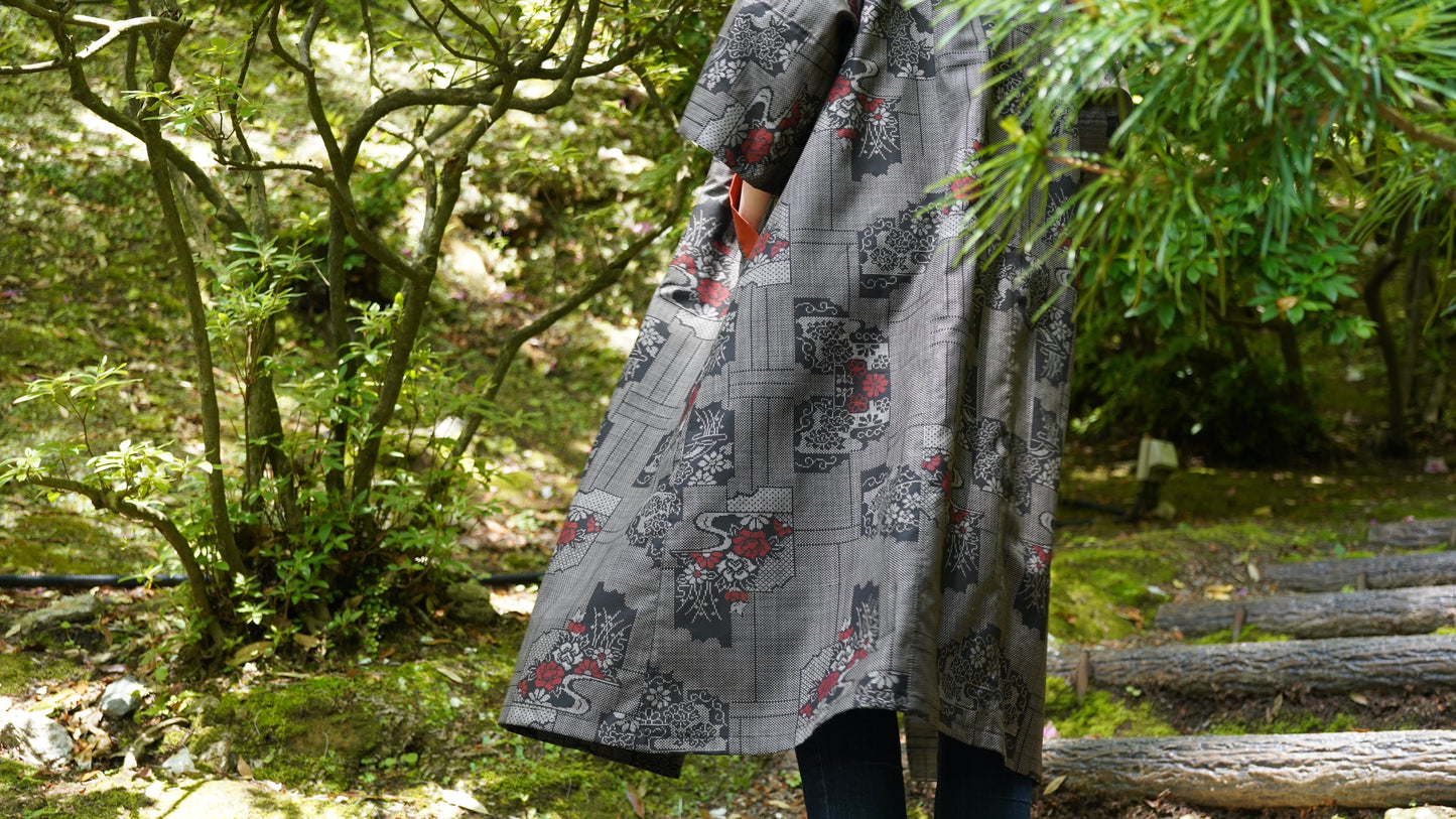 【大島紬】着物リメイクカジュアルコート