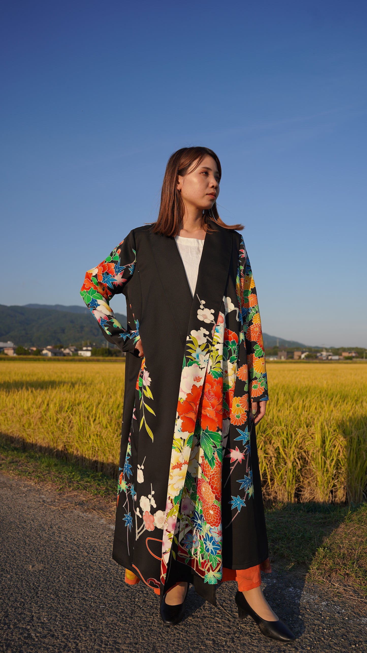 【45年前の着物】振袖リメイクドレスコート