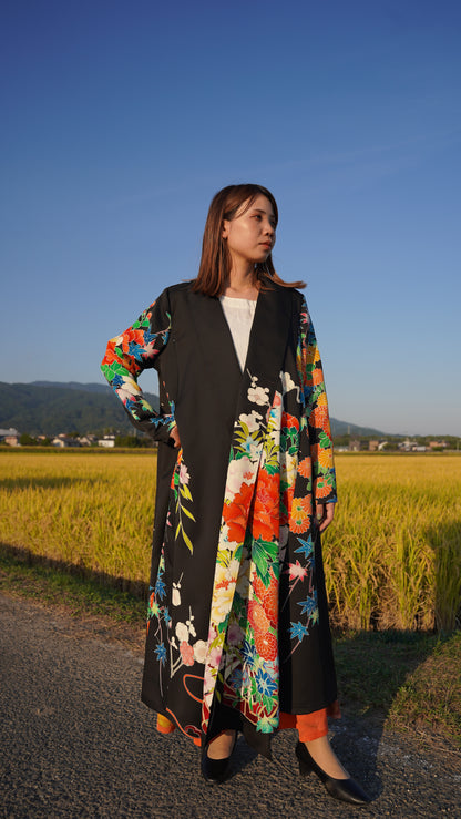 【45年前の着物】振袖リメイクドレスコート