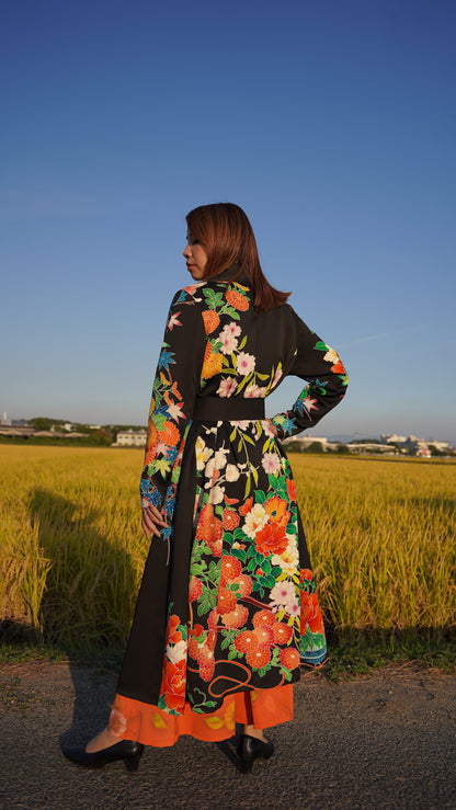 【45年前の着物】振袖リメイクドレスコート