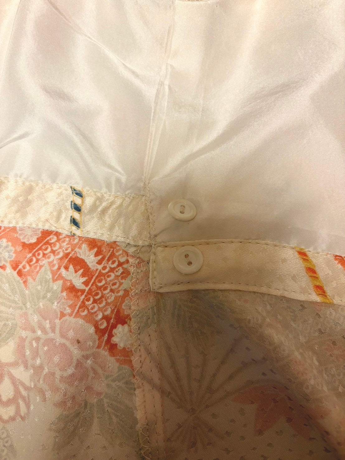 【小紋】着物リメイクラップドレス（ペチコート付き）