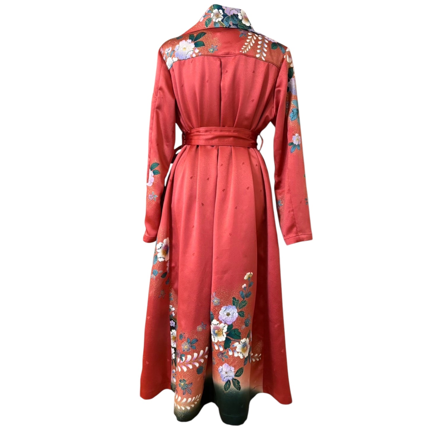 【辻ヶ花】真っ赤な振袖リメイクドレスコート ※右後ろに汚れ有り
