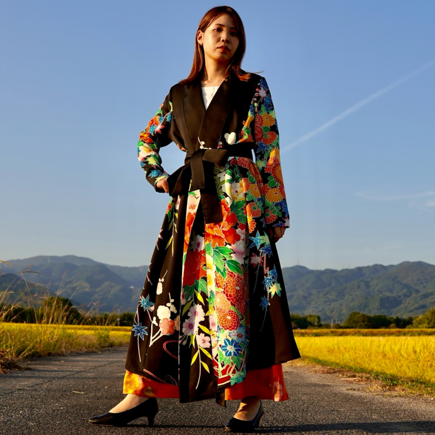 【45年前の着物】振袖リメイクドレスコート