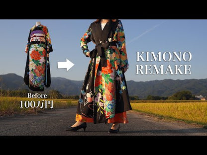 【45年前の着物】振袖リメイクドレスコート